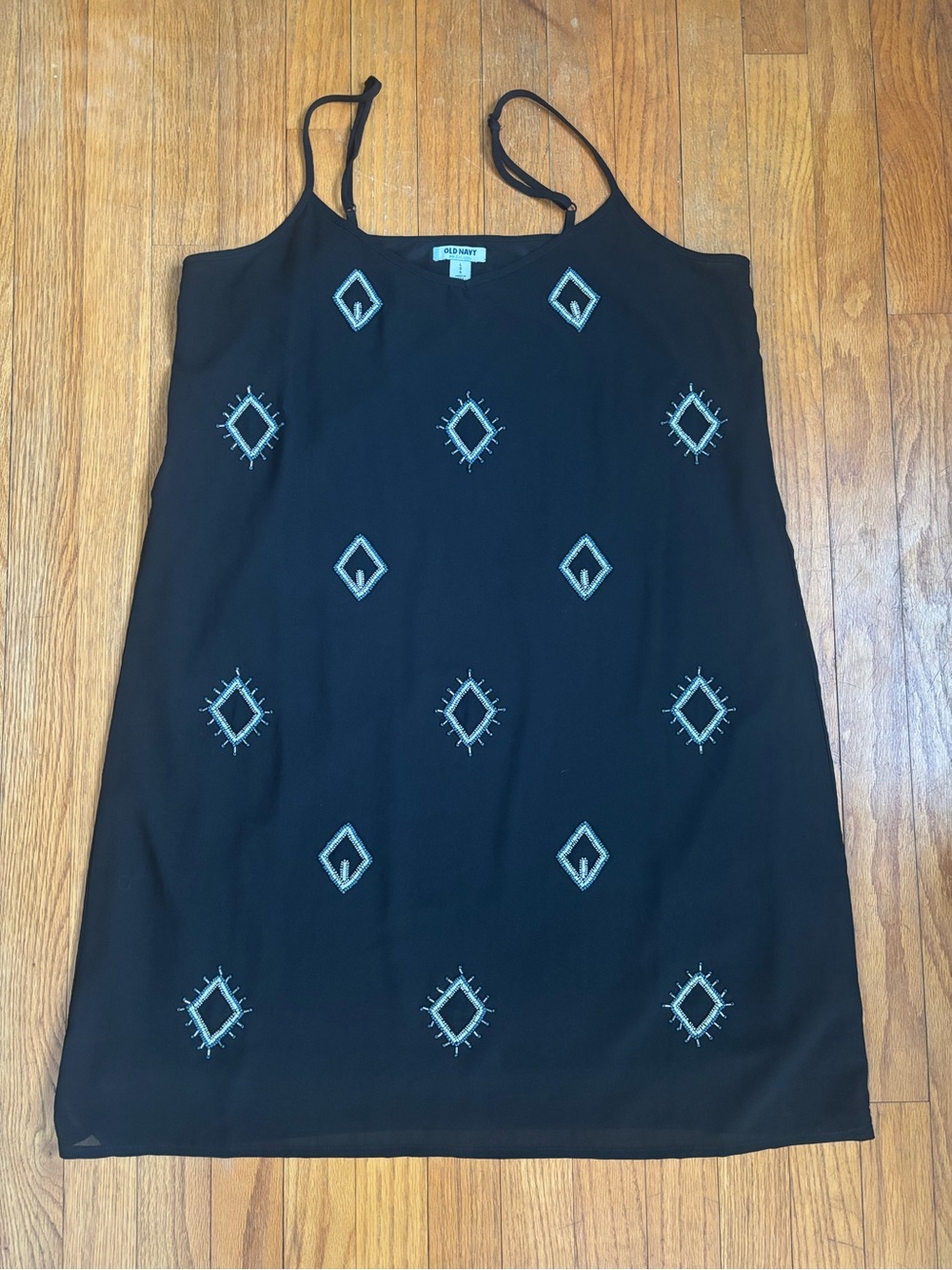 Old Navy Black Shift Dress with Blue Beading